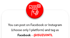 Tag ISUZU on Facebook @isuzuintl